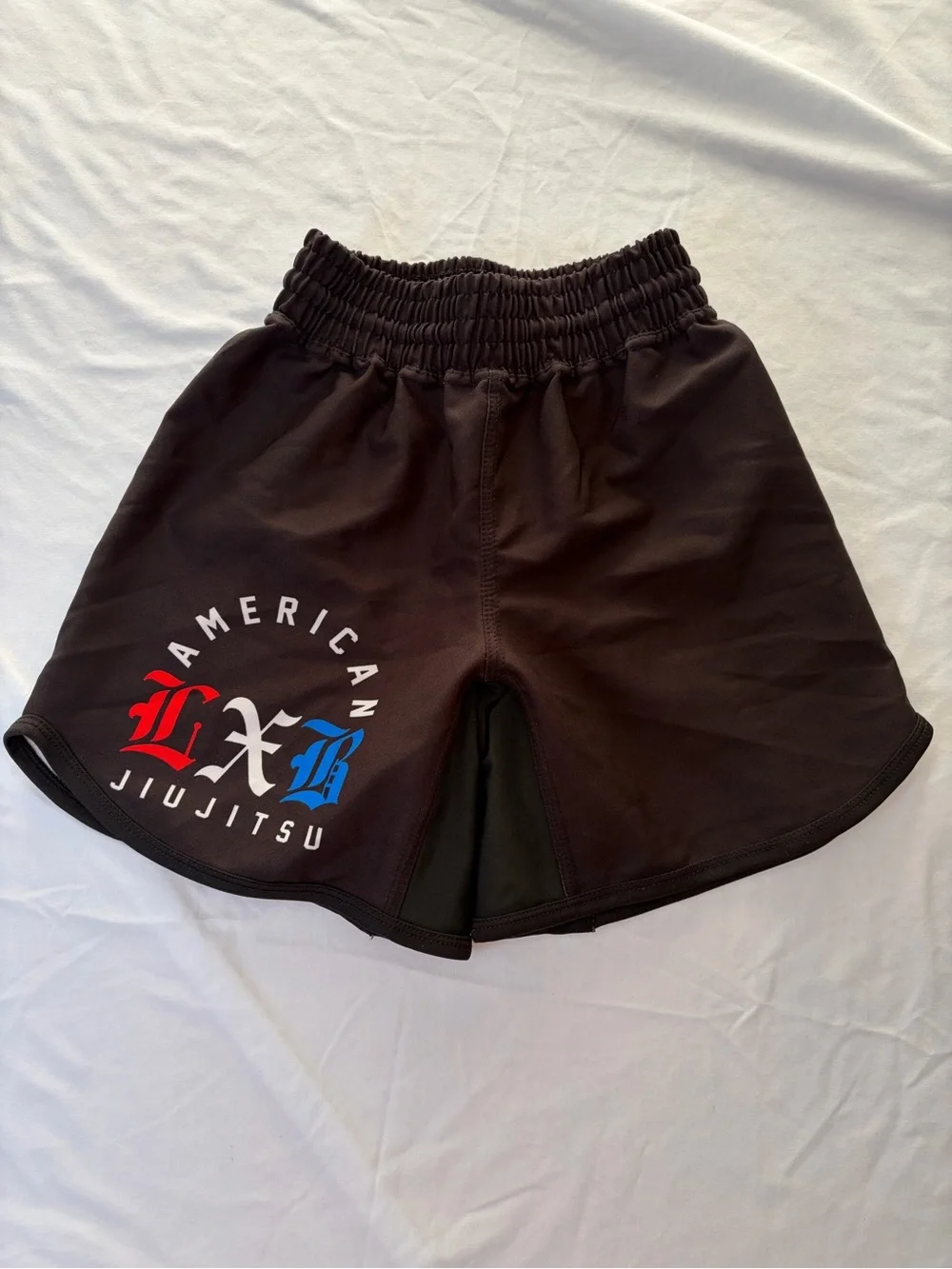 LXB Level Black Black Jiu Jitsu 2 PC Rashguard Shirt Shorts Red & Blue Logo YM